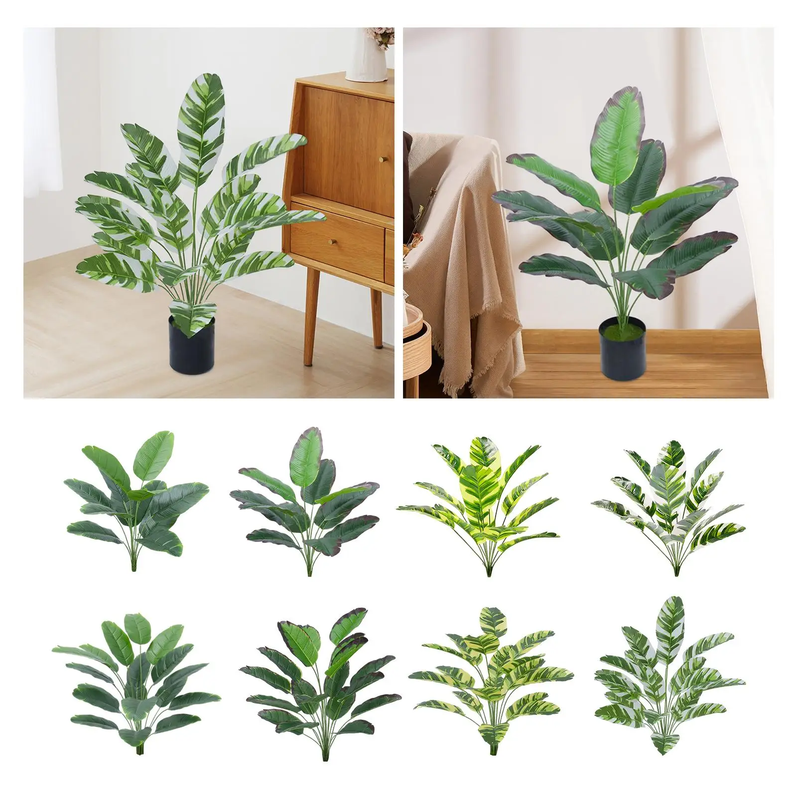 Artificial Plants Simulated Green Plants Outside Desktop Indoor Fake Banana Tree Leaves Artificial Bonsai Tree for Farmhouse