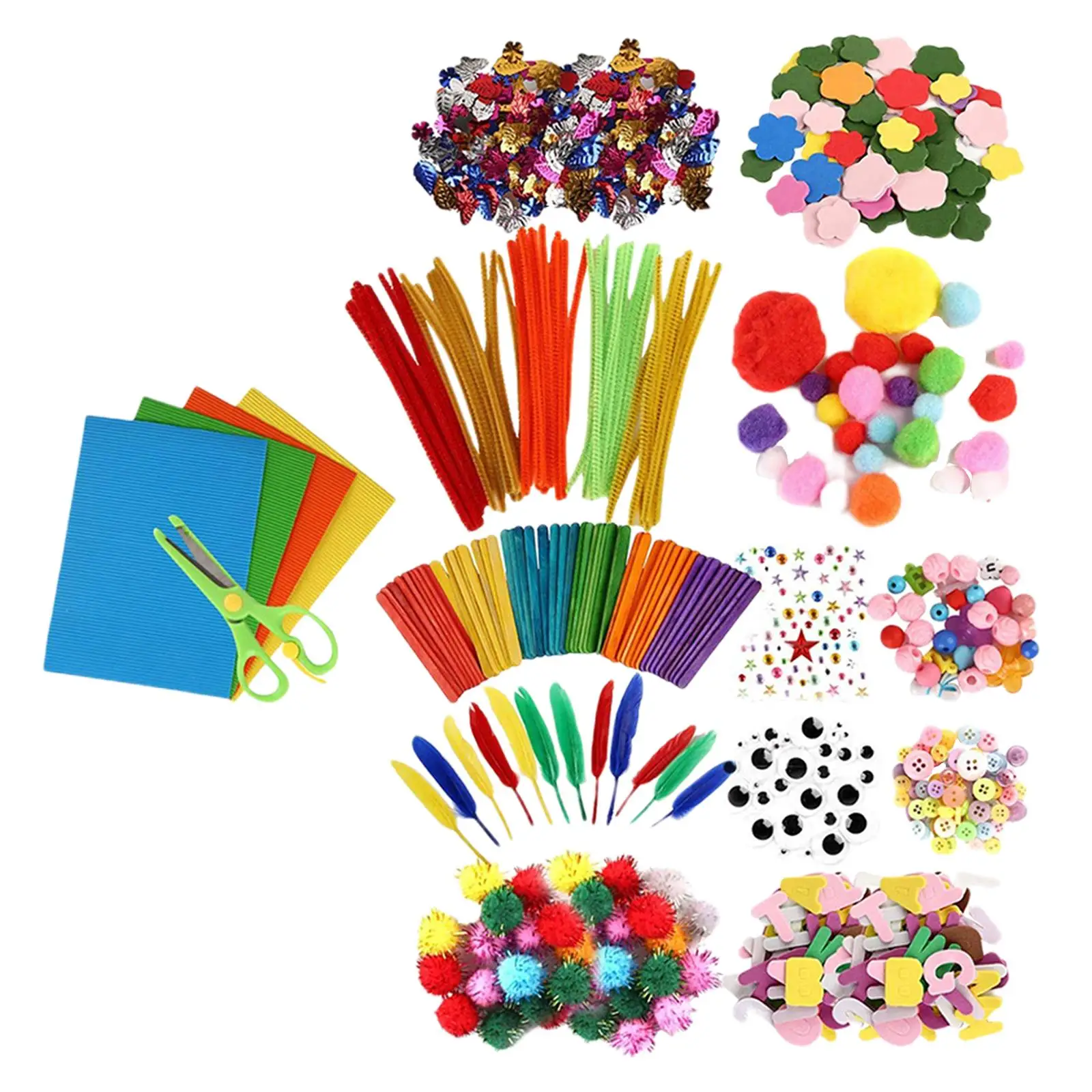 500 Pieces Kids Art & Craft Supplies Assortment Set Pipe Cleaners Craft Kit for Boys Girls