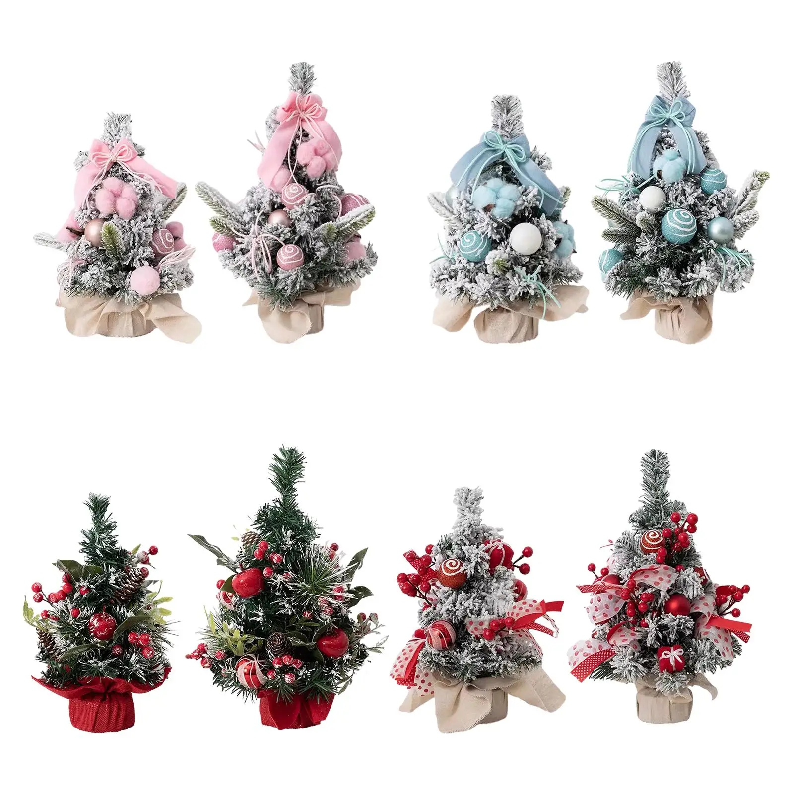 Mini Tabletop Christmas Tree Small White Artificial Christmas Trees Snow for Christmas Decor, Holiday Decorations