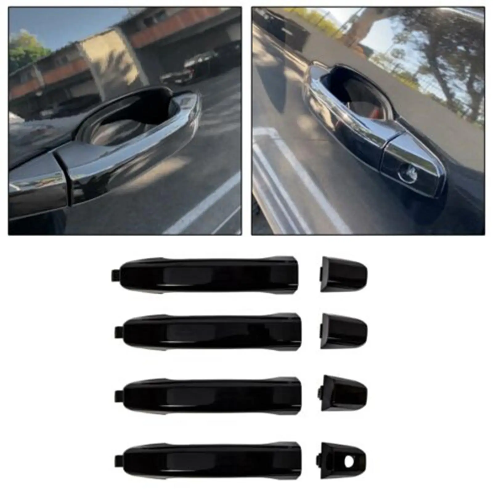 4Pcs Door Handles Kit Gloss Black Fits for GMC Sierra 14-18 Parts 23236150