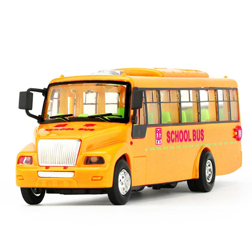 Inertial School Bus Model Toys Educational Control Pull Back Electronic Travel Bus Shuttle Bus for Gift School Adults Kids Boys