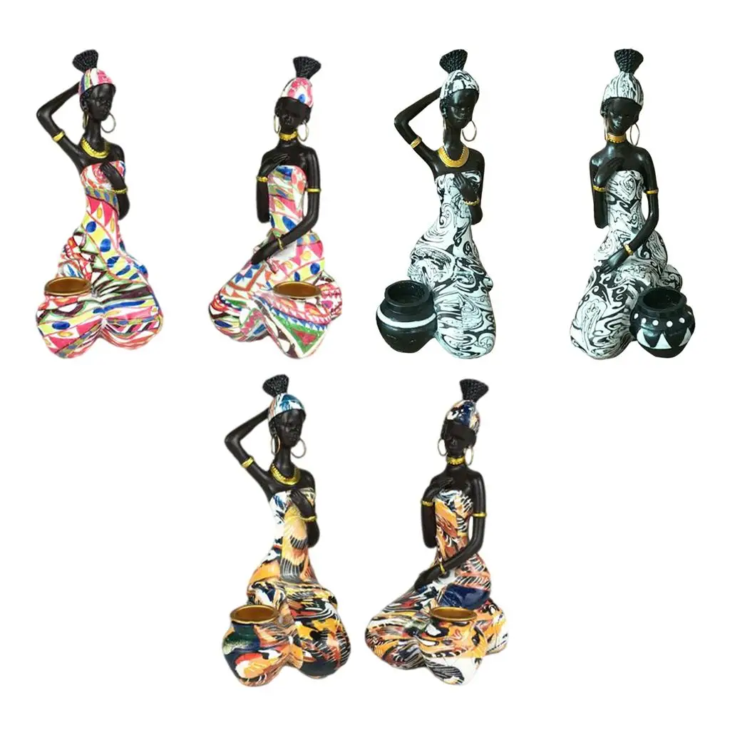 Candle Holder Figurine African Art Candleholders for Dining Room