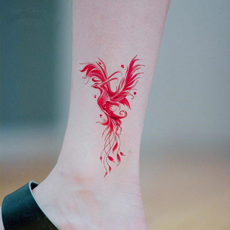 Best of Disposable Fake Tattoo Small Fresh Red Fire Phoenix Couple Tattoo Stickers Durable Waterproof Collarbone Ankle Tattoo Reviews & Tips