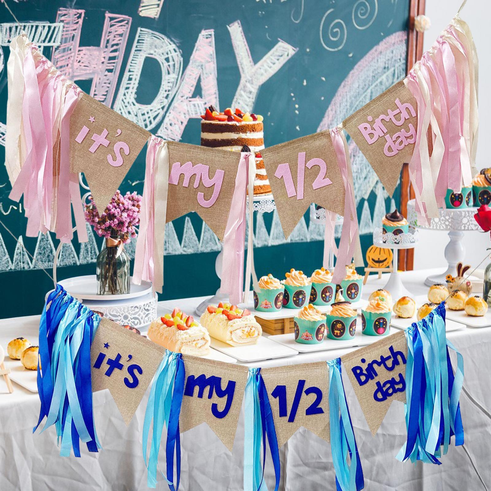 Description Picture 5 of itemHigh Chair Banner Backdrop Garland Photo Prop Half Year Birthday Banner Birthday Decoration for Kids Room Decor Party