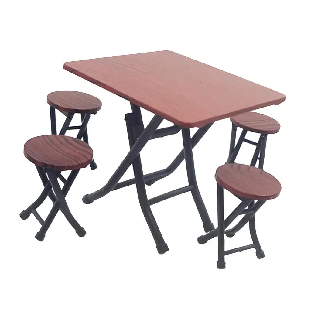Kids Plastic Brown Table and Chairs Set (4 Chairs and 1 Table)