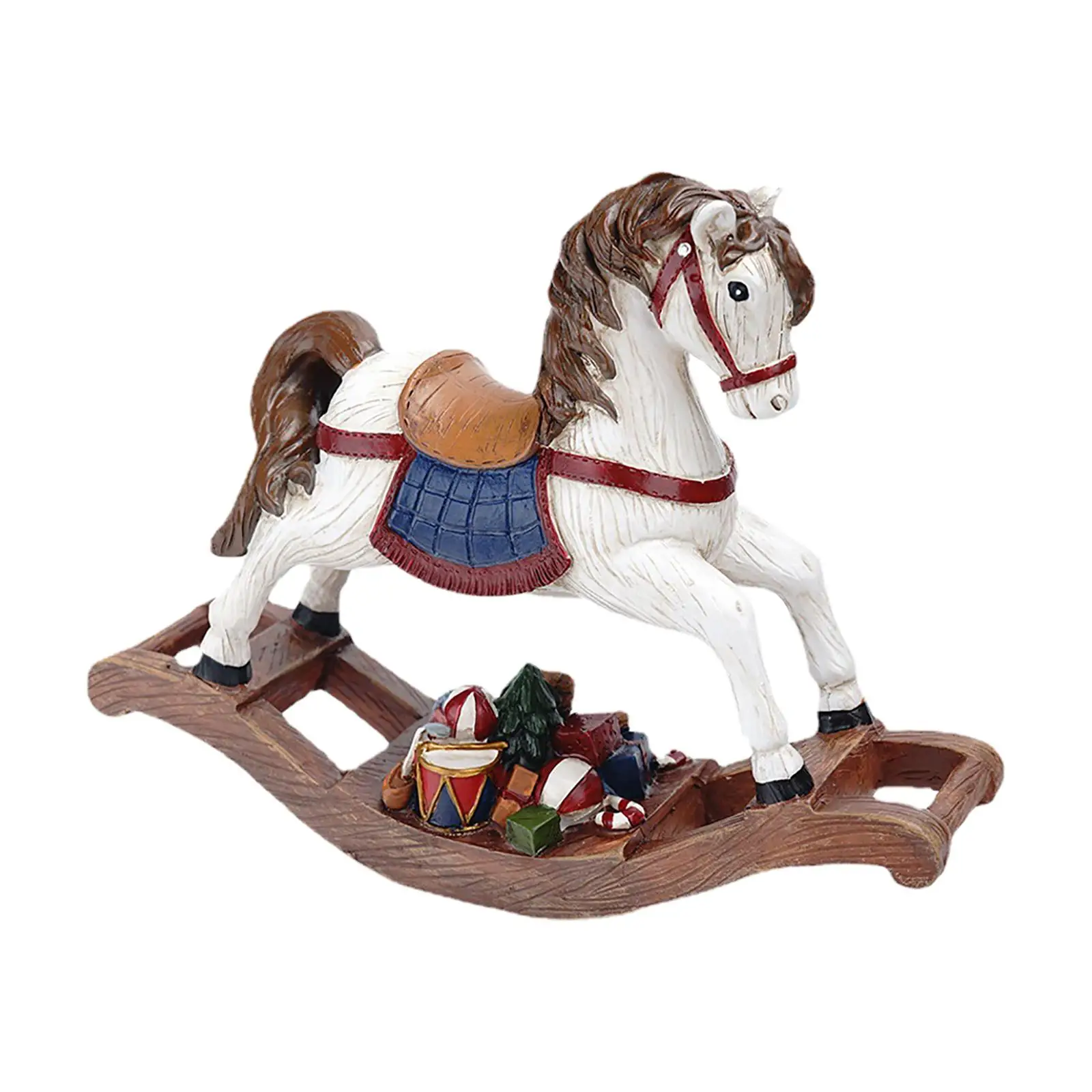 Rocking Horse Doll Figurine Desktop Interior Sculpture for Fireplace Hotel