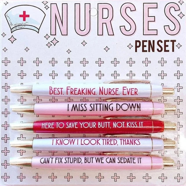 8 PC Funny Pens with Sayings | Cute Sarcastic Snarky Demotivational  Offensive Swear Word Motivational Meme Pen for Teachers Nurse Nurses Women  Adults