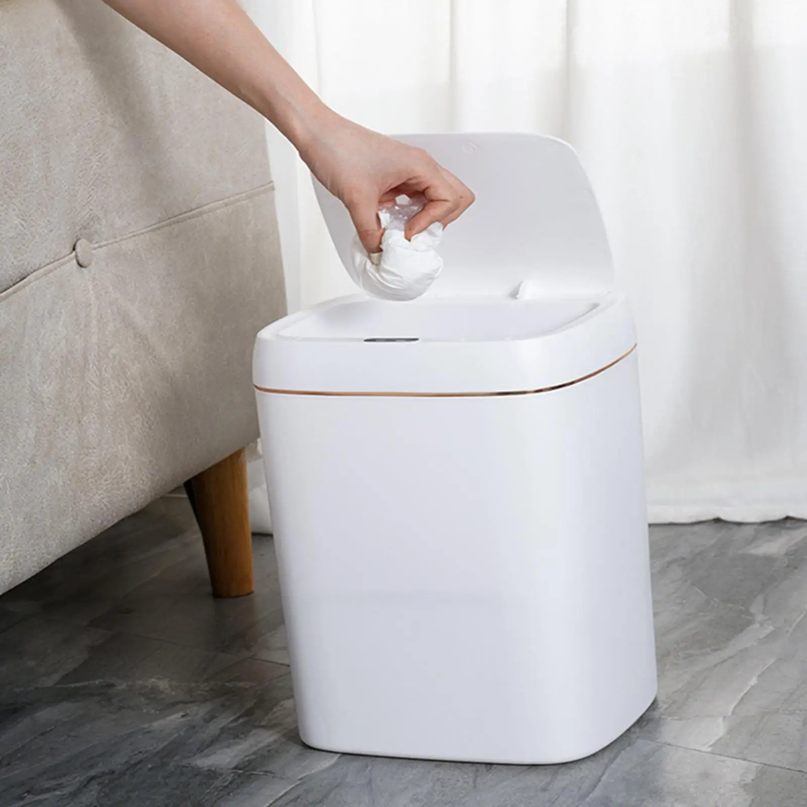 Smart Rubbish Trash Can Touch Free Durable Dustbin Garbage Can Automatic for Office Home Bedroom Living Room Bathroom