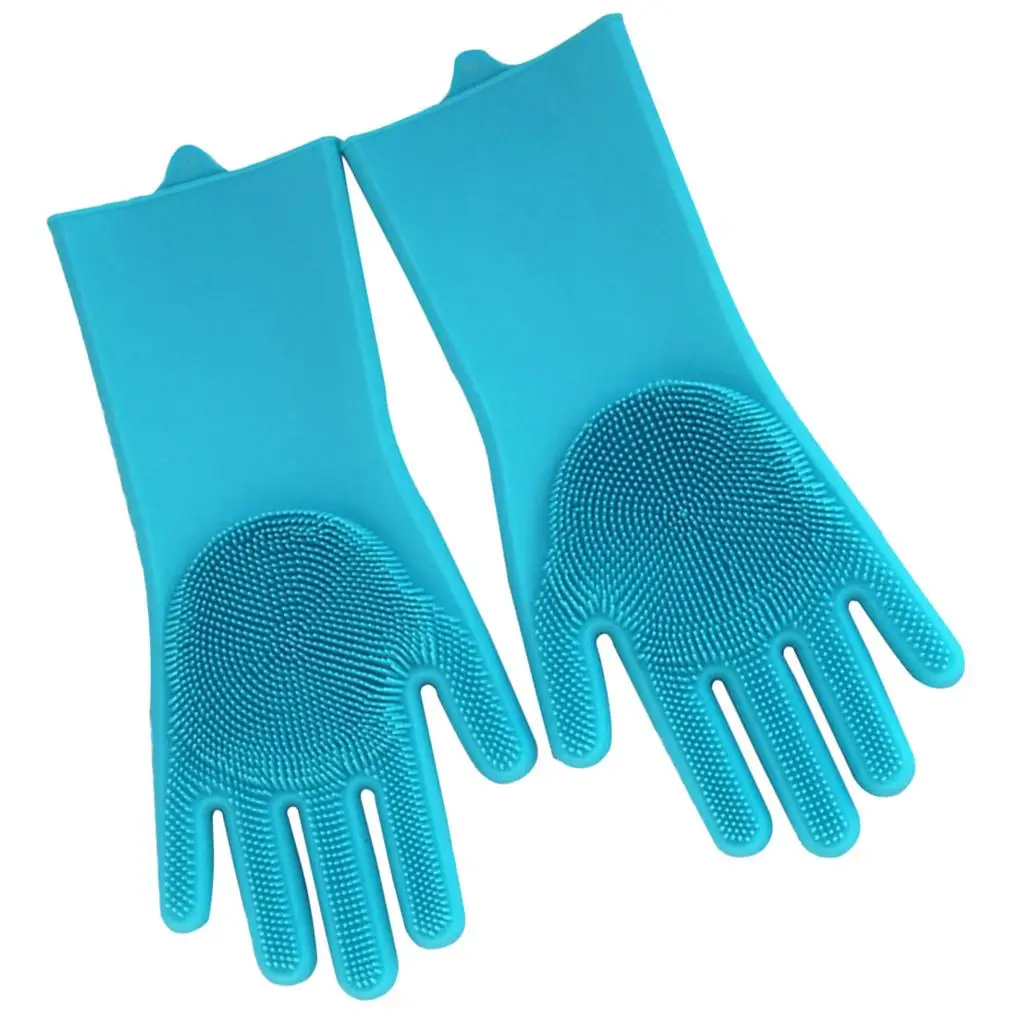 Silicone Dishwashing Gloves Pair of Scrubbing Gloves Dishes Wash 