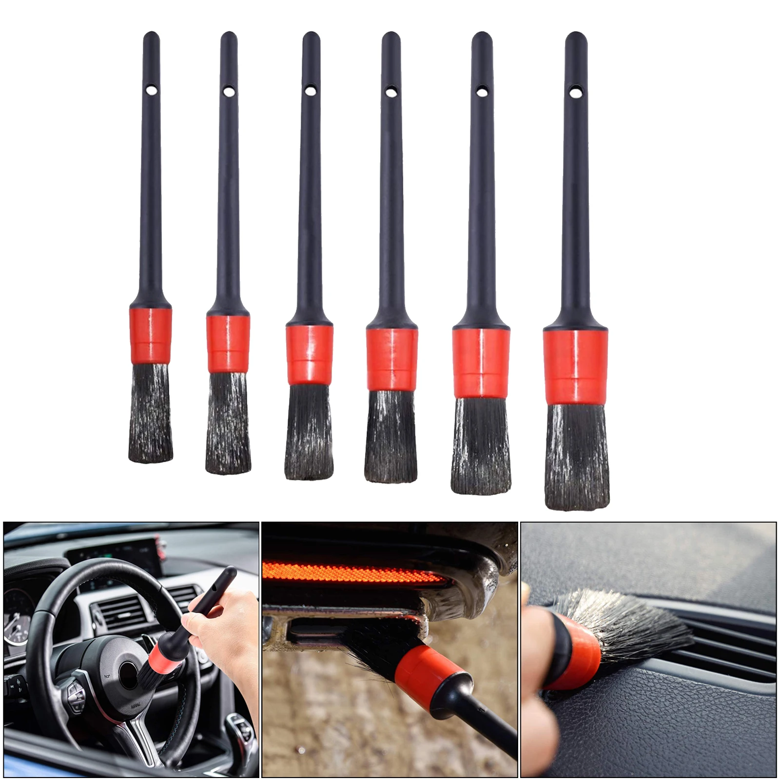 six packs Car Detail Brushes for Car Interior and Exterior Detailing