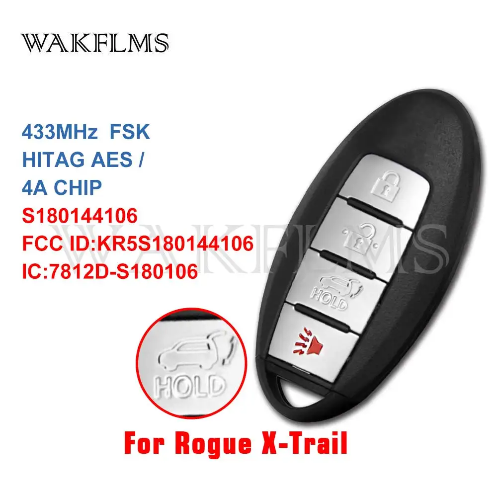 For Nissan Rogue X-Trail 2014 2015 2016 2017 2018 Smart Card Key 4AChip 433MHz KR5S180144106 S180144105 S180100109 S180144110