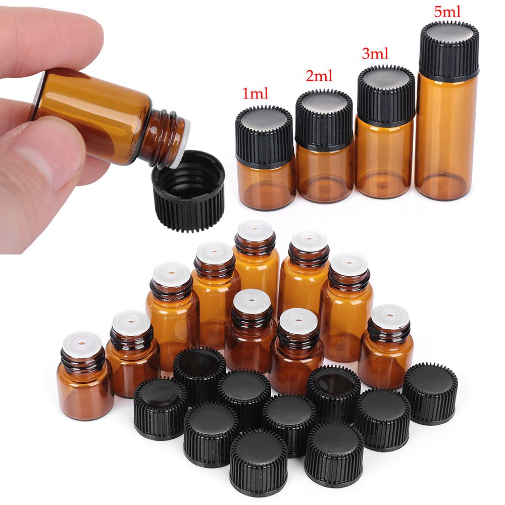 Best of 10PCS 1 / 2 / 3 / 5ml Mini Essential Oil Bottle Jar Orifice Brown Reducer & Cap Refillable Bottles Glass Vials Cosmetic Containers Reviews & Tips