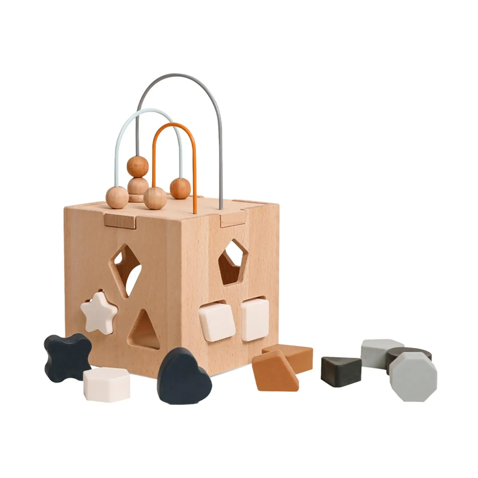 Montessori Shape Blocks Matching Interactive Montessori Baby Activity Cube for Game Creativity Birthday Coordination Imagination
