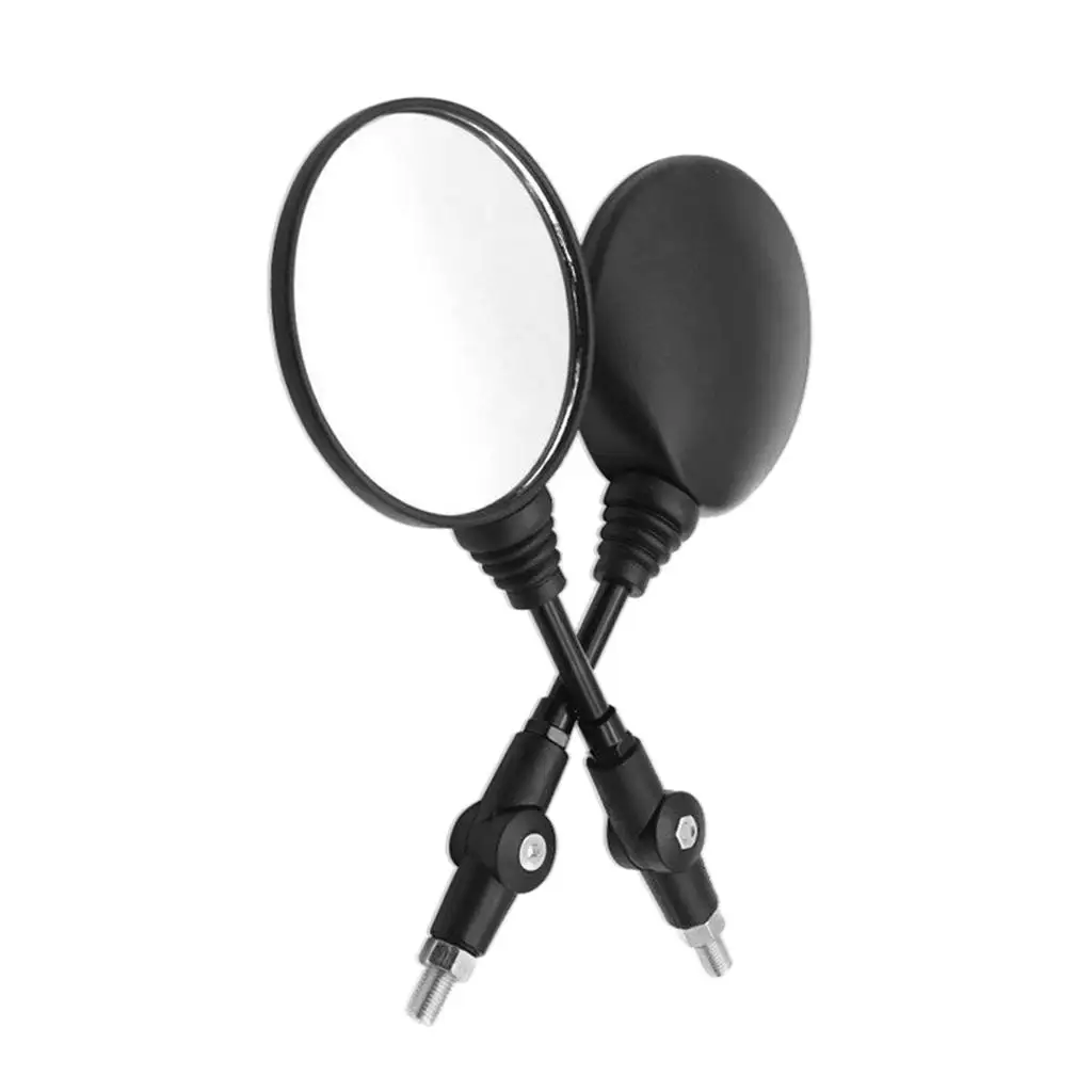 1Pair Universal 8mm/10mm Folding Rear View Mirrors Round Motorcycle Mirror Black
