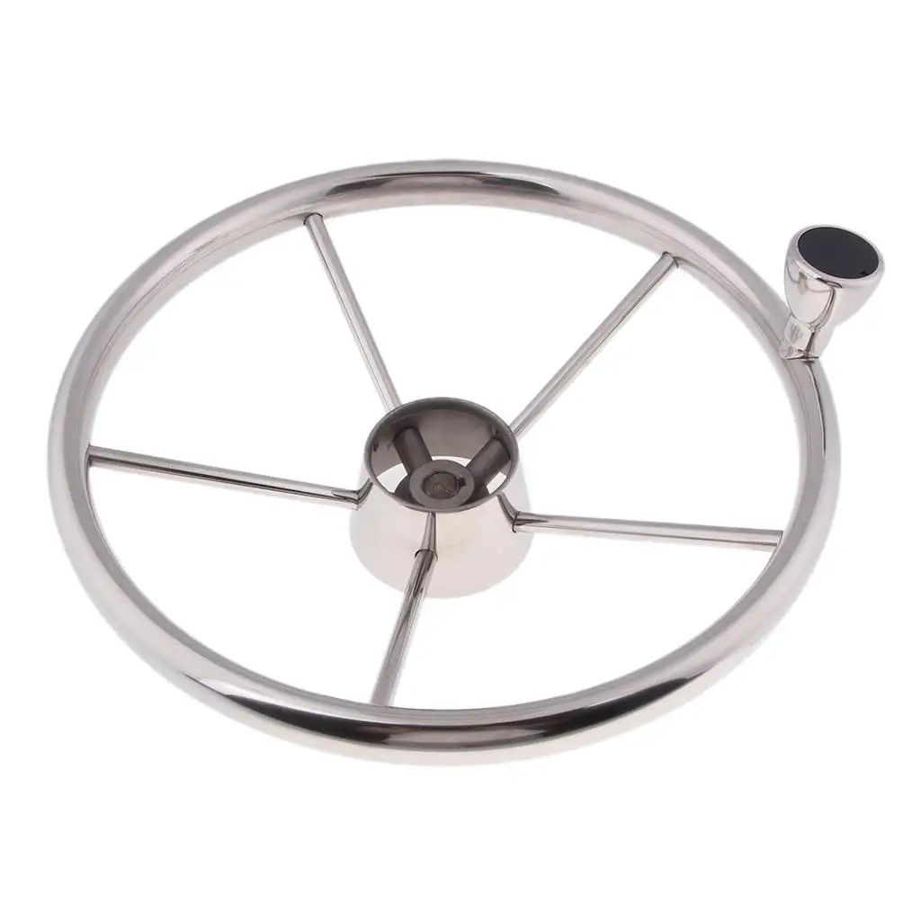 Heavy Duty Universal 13.5Inch Diameter Marine Sports Boat Steering Wheel 5 Spoke 3/4