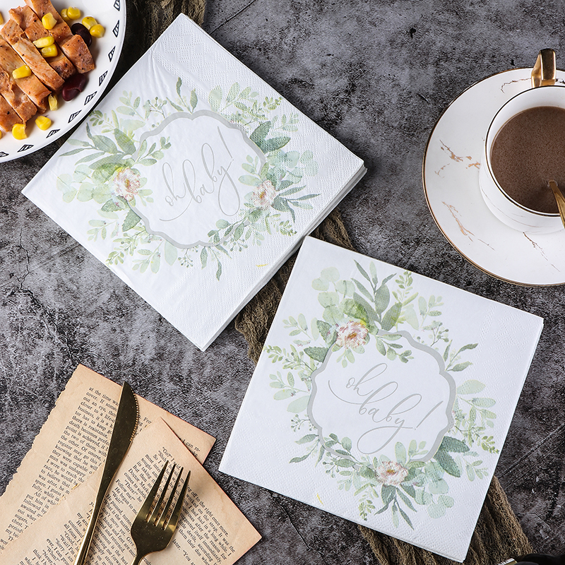 Bunt bedruckte Servietten ins Blätter Papiers erviette Party Restaurant Hotel Einweg dekorative Tischs ets Weinglas Blumen papier – Detail 7