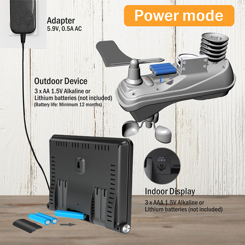 S2161e47de5b047e9b904cdb84a2337961 7 in 1 WiFi Weather Station Indoor Outdoor Remote Monitoring Temperature Humidity Wind Speed Rain Wireless Console Forecast Data