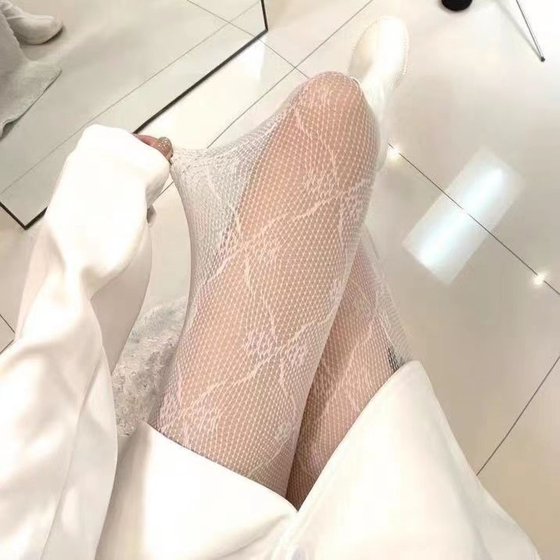 Frauen Sexy Bowknot Schwarz Weiß Fishnet Nylon Strümpfe Bogen Mesh Strumpfhosen Unten Strumpfhosen Mode Punk Stil Aushöhlen Strumpfwaren – Detail 5