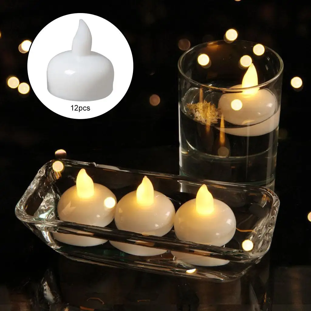 12Pcs LED Floating Candles Waterproof Battery Tea Light for Party Pool Decor