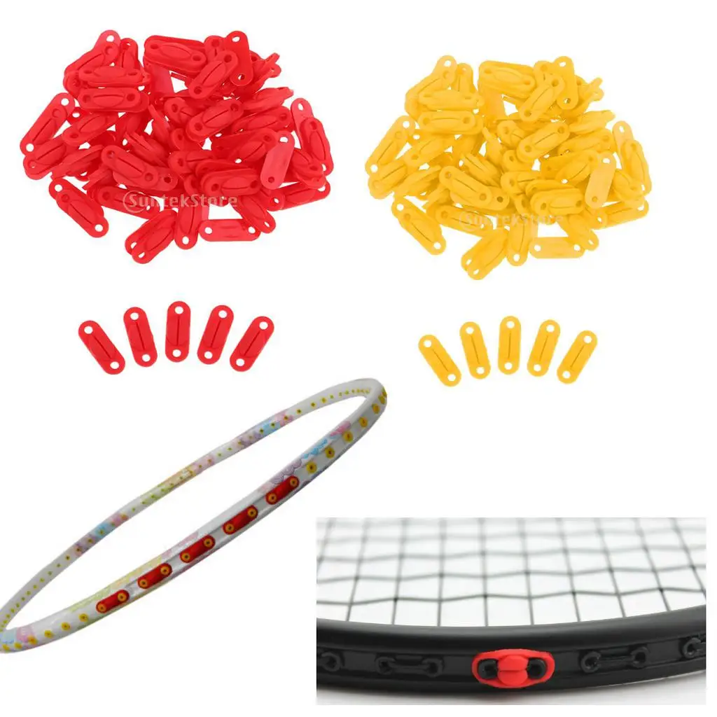 Silicone Yellow and Red Badminton Racket Frame Eyelets Protector Replacement 100pcs/Bag