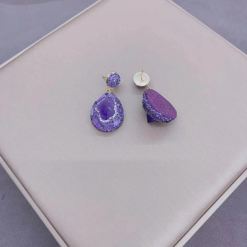 natural original violeta cristal três peças colar moda requintado francês raw minério jóias banquete feminino