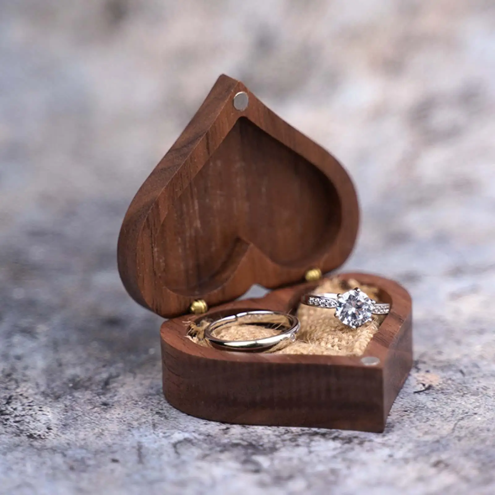 Handmade Love Heart Wood Jewelry Organizer Box Container Earrings Ring Display、 