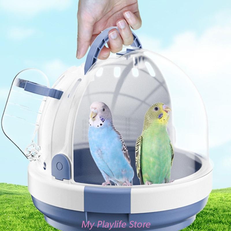 Title 7, Portable Clear Bird Carry Case Transport Cage P...