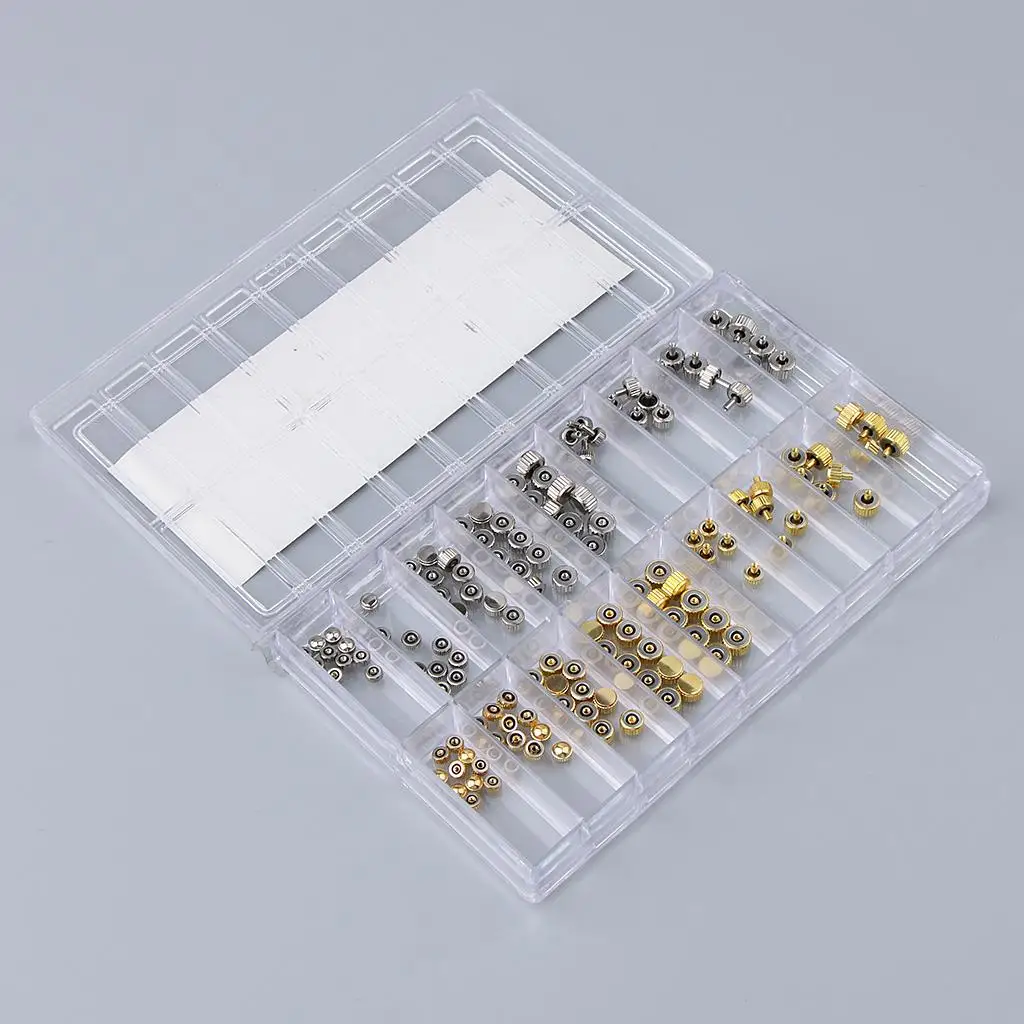 140Pcs Watch Crowns Waterproof Replacement Various Sizes Watchmakers Tools