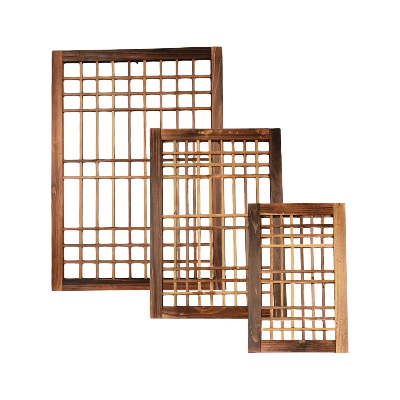 Wooden Window Frame Lattice Window Pane Wall Decor for Vine Climbing Simple Old Vintage Style Easy to Hang Lightweight