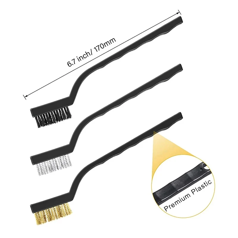 Copper Wire Brush Industrial Toothbrush Cleaning and Derusting Small Brushes Brass / Nylon / Steel Wire Brushes 3PCS 85DD pla petg abs