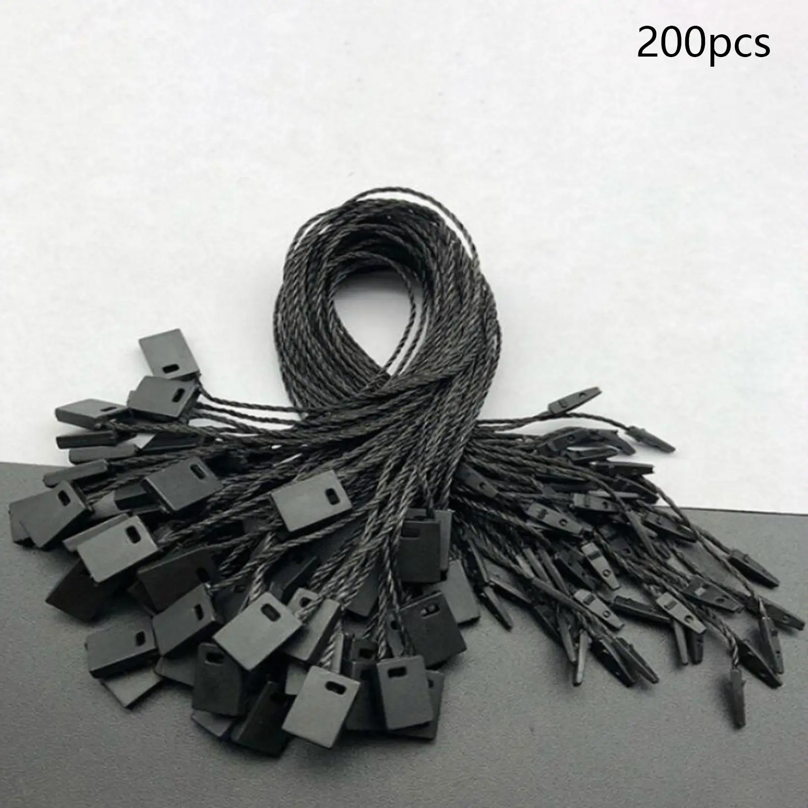 200x Hang Tag Strings Snap Lock Lightweight Fast to Attach Durable Portable Fastener Ties for Gift Tags Toys Belt Luggage Shoes