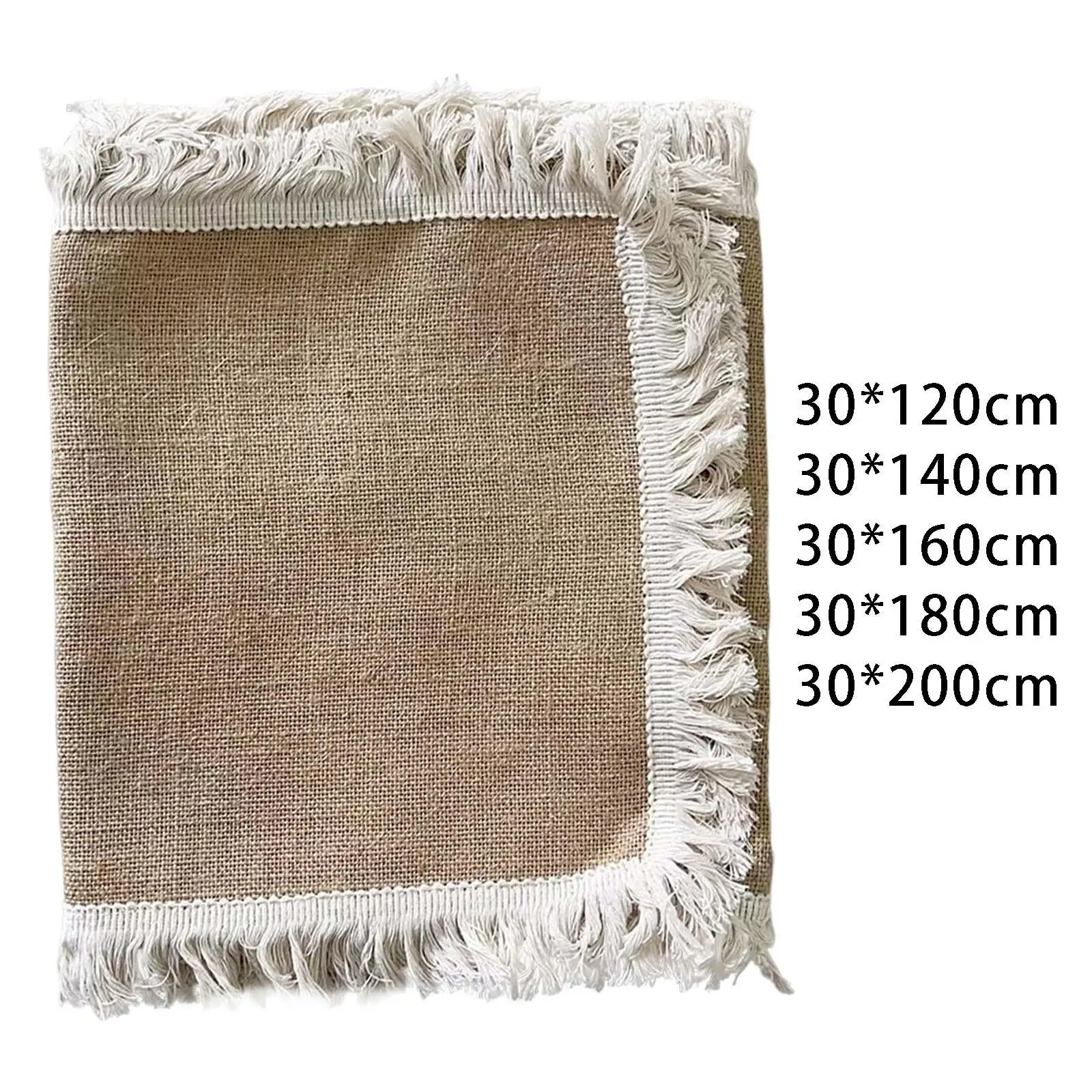 Jute Table Runner Tassel Decoration Woven Breathable Beige Tablecloth for Kitchen Banquet Picnic Tables Gardens Coffee Tables