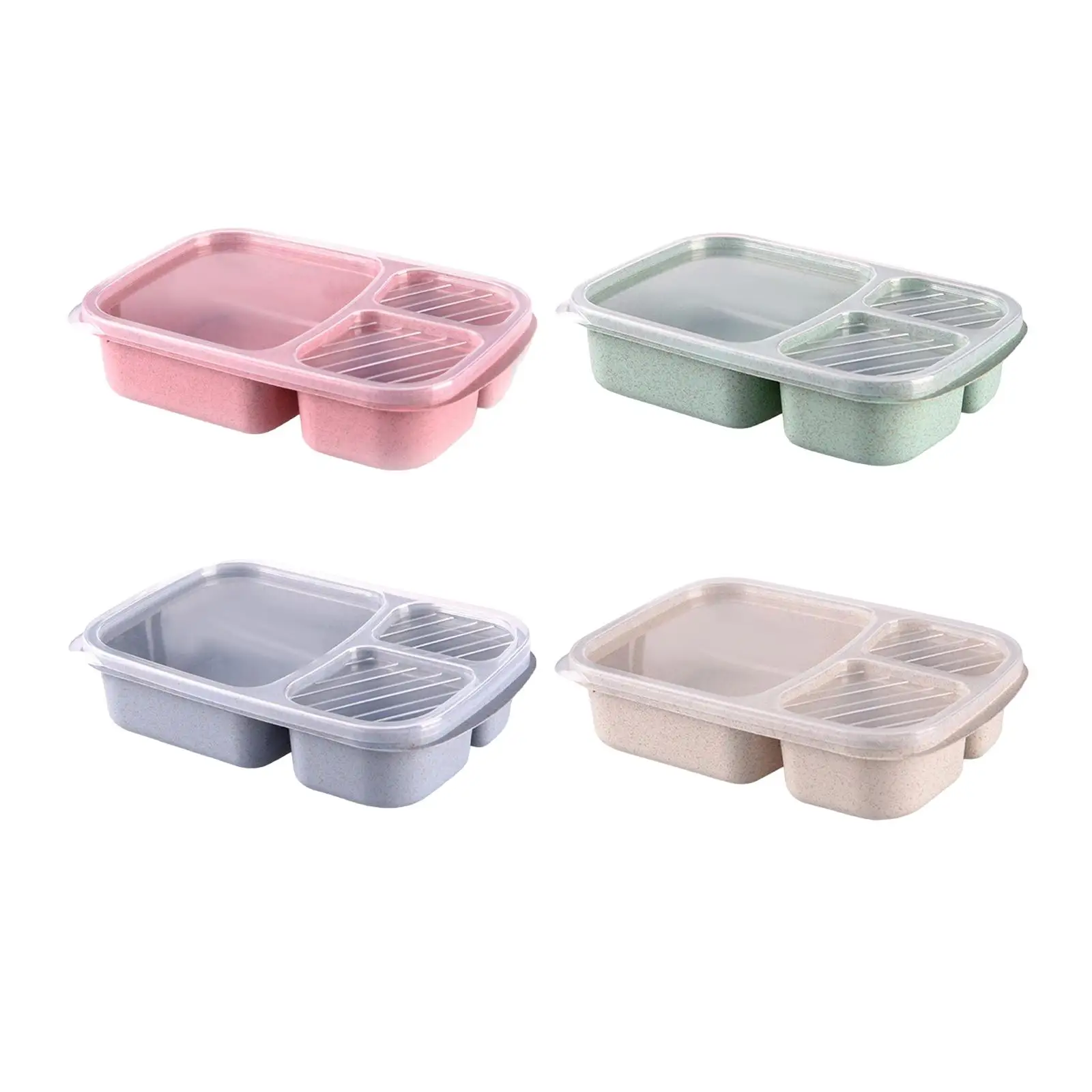 Airtight Microwave Bento Picnic Divided Compartments Leakproof Wheat Fiber PP bento boxes for Children Teen Adults School