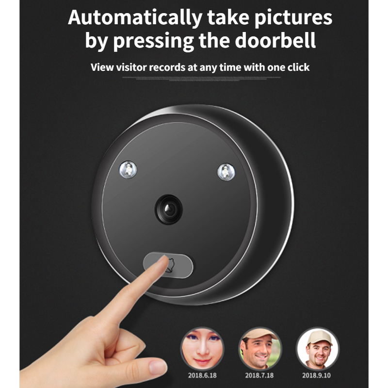 Vídeo Peephole Campainha Câmera, Auto Record, Anel