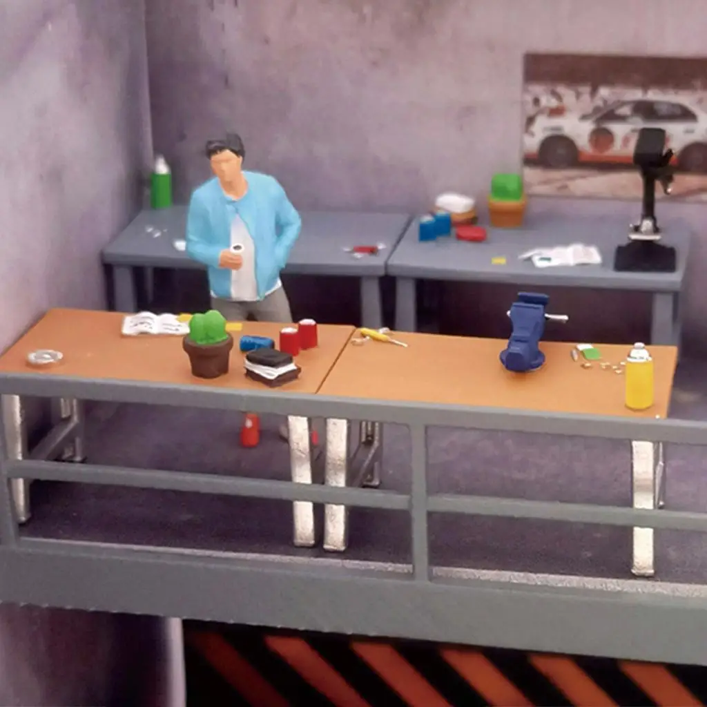 1:64 Miniature Tool Table Mini Car Mechanic Warehouse Garage Doll Scene Micro Landscape