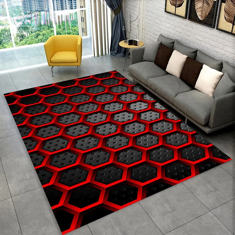 3D Abstract Mirror Floor Mat Fashion Geometric Illusion Small Floor Mat for Living Room Bedroom Area Large Rug Home Non-slip Rug