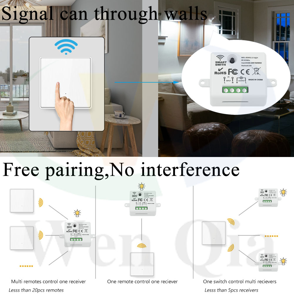 Умный релейный модуль Tuya, Wi-Fi, RF, 110 В, 220 В, 10 А, 433 МГц |  AliExpress