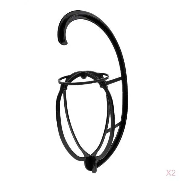 2pcs Black Portable Collapsible Hair Hairpieces Hanger Display Drying