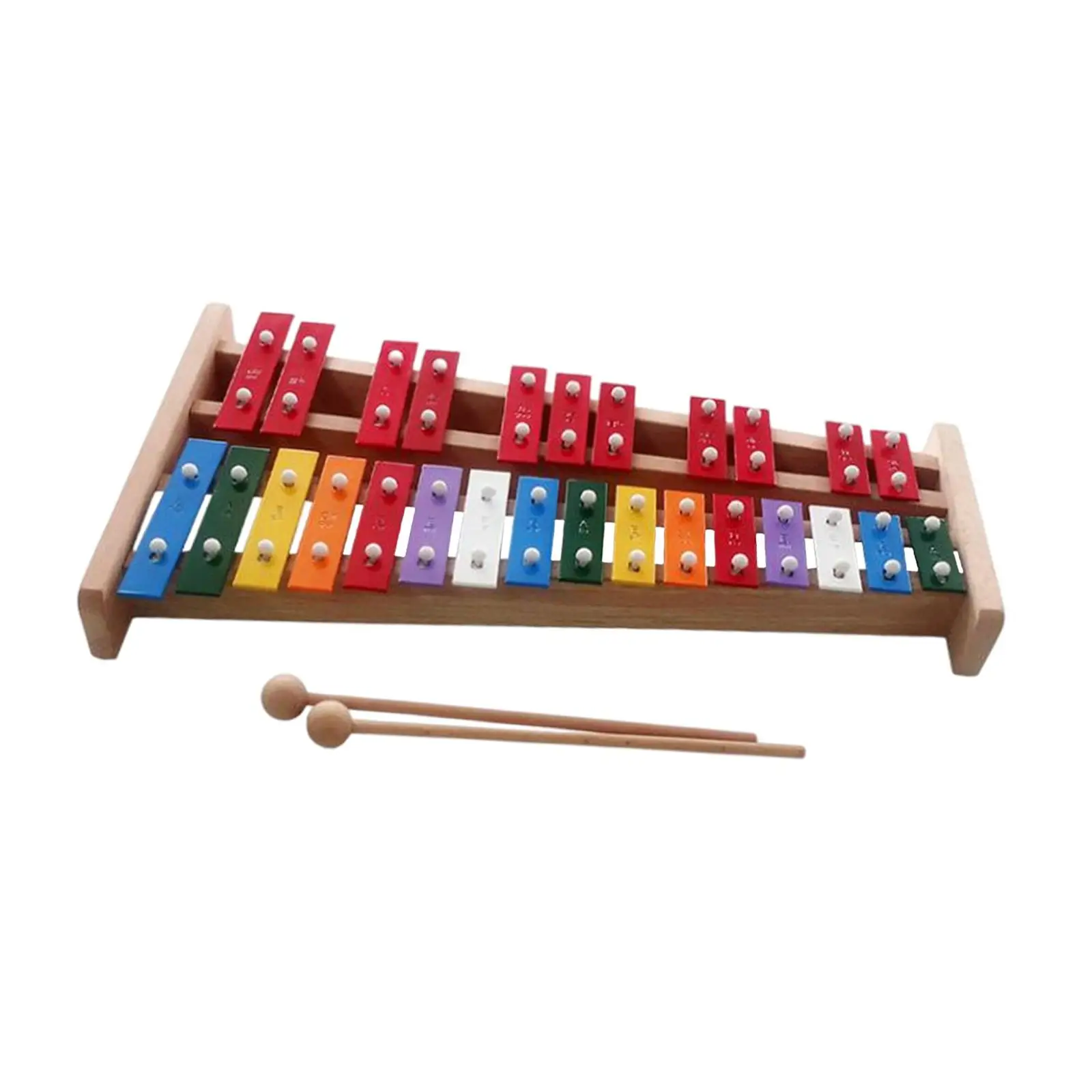 27 Key Glockenspiel Xylophone Musical Percussion Instrument Wooden Base Aluminum