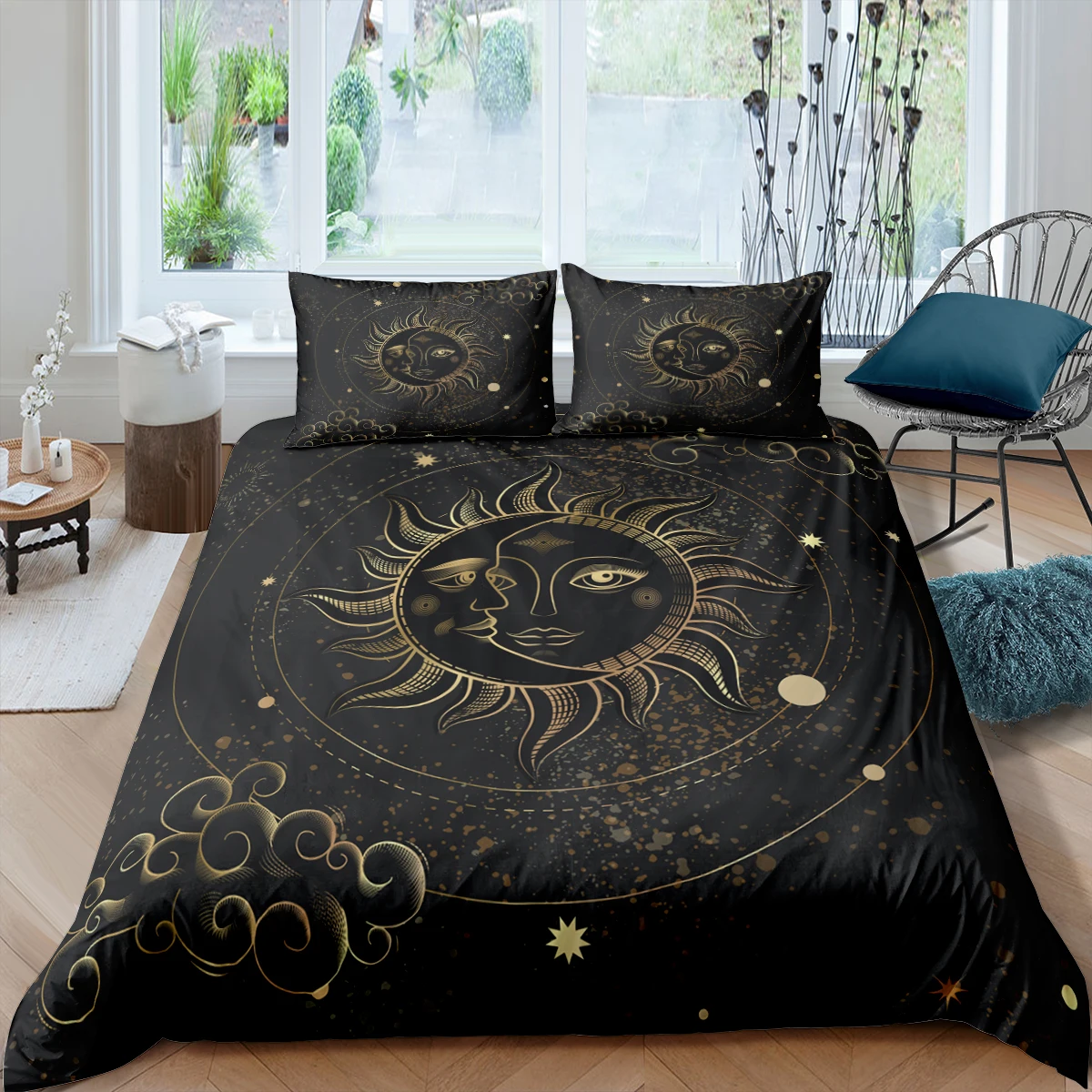 Home Textiles Luxury 3D Sun Moon Duvet Cover Set Pillowcase Tarot Bedding Set Queen and King Size Comforter Bedding Set
