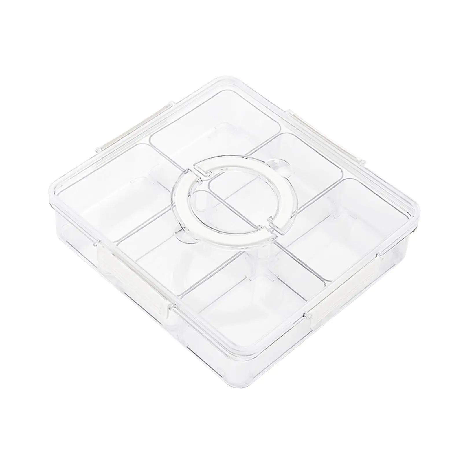 Divided Serving Platter 6 Compartment Leakproof Storage Container Snack Container Appetizer Tray for Dessert Fruits Appetizer