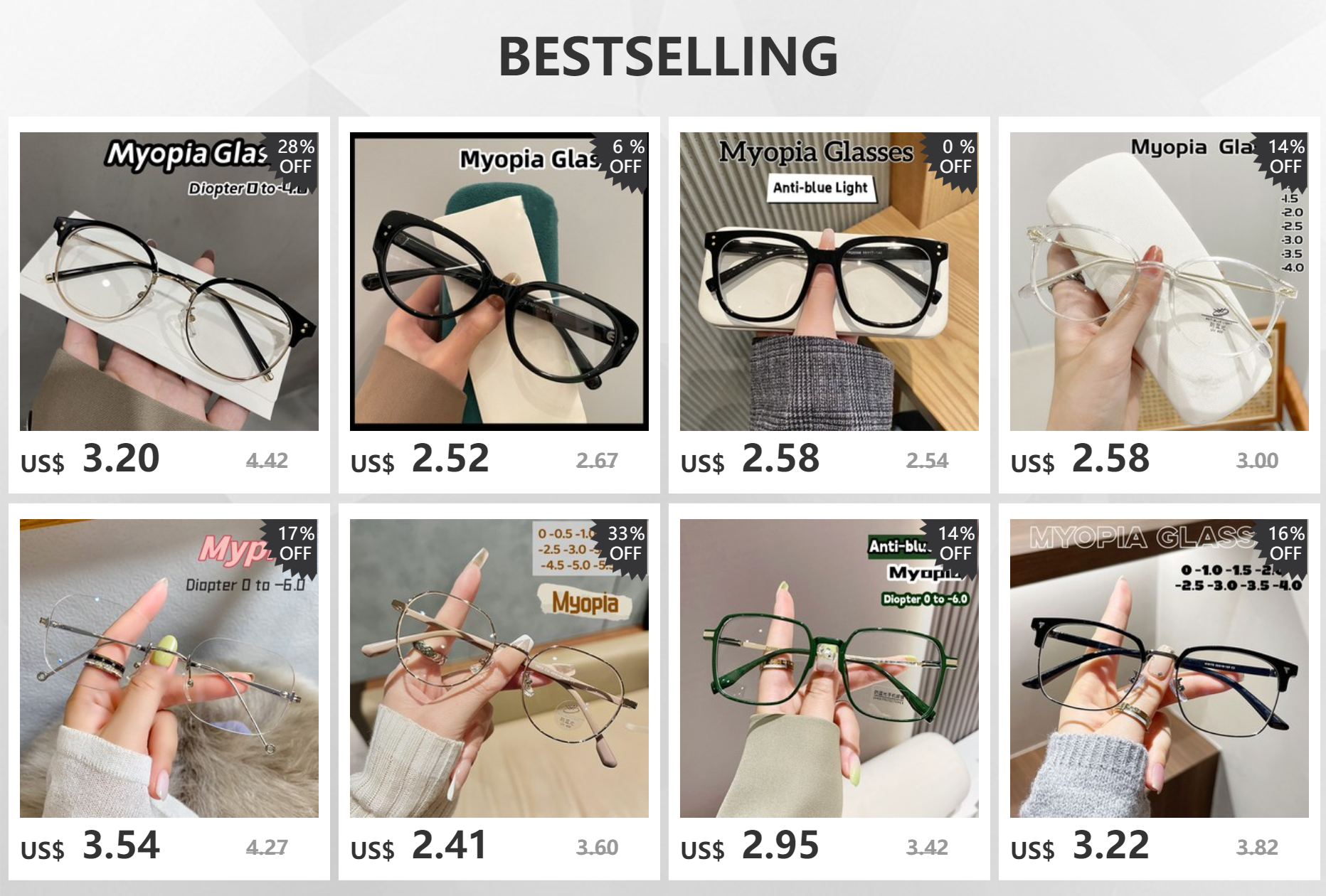 Neue Farbe Mode Myopie Gläser für Frauen Männer Platz Transparente Brillen Retro Minus Dioptrien Brillen Optische Verordnung – Detail 1