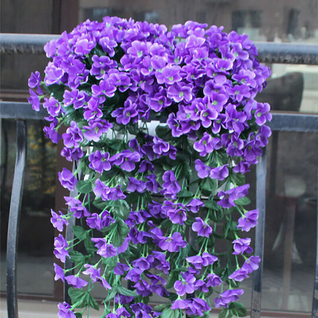 Colorful Artificial Silk Violet Ivy Hang Flower For Garland Wall Hanging  Plant Wedding Party Home Garden Balcony Decoration