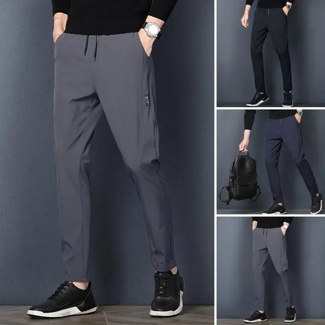 Breathable Simple Stretchy Ice Silk Trousers Bottoms Long Pants