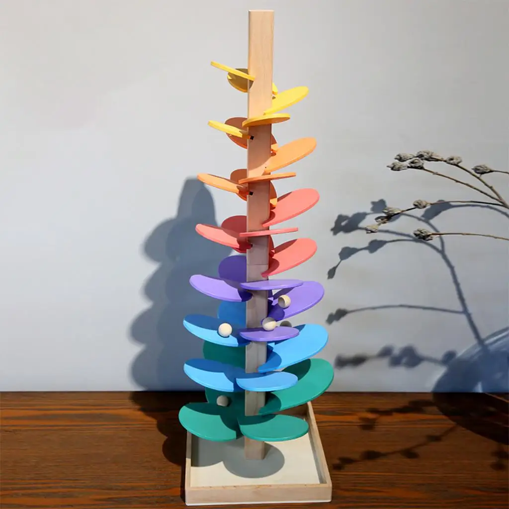Wooden Colorful Building Blocks Tree Petal Tree Toy Learning Educational Toys  Early Education Color Cognition