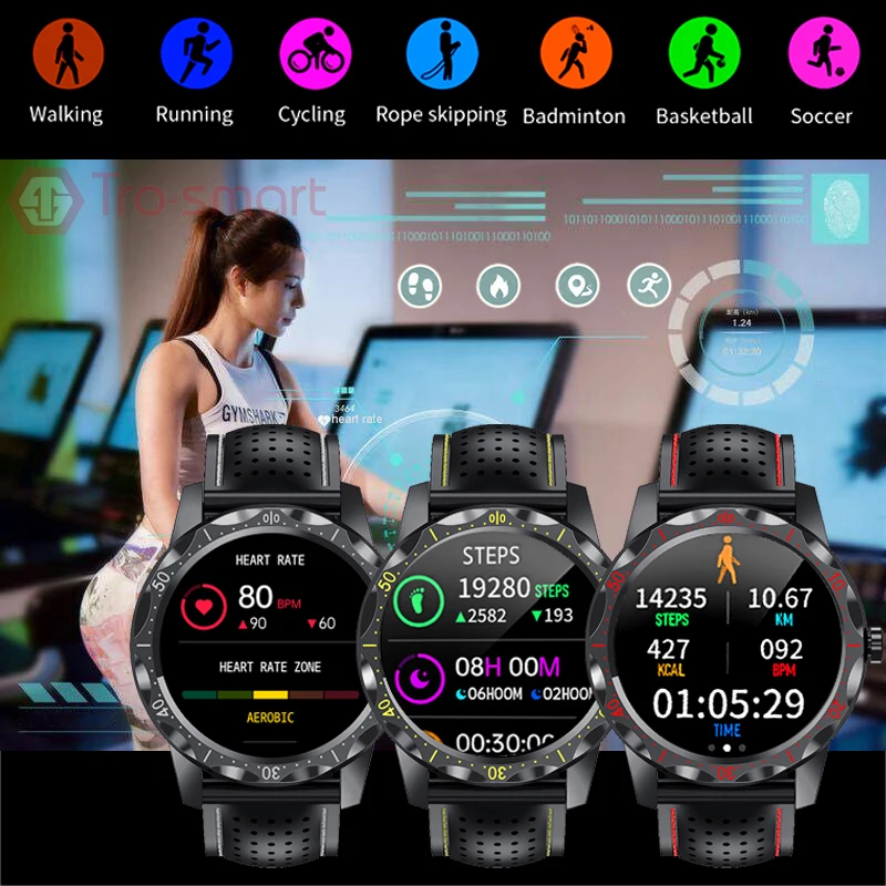 Full Touch Smart Watch Men Male Smartwatch Electronics Smart Clock For Android IOS Fitness Tracker Sport Smart-watch SKY 1 PLUS