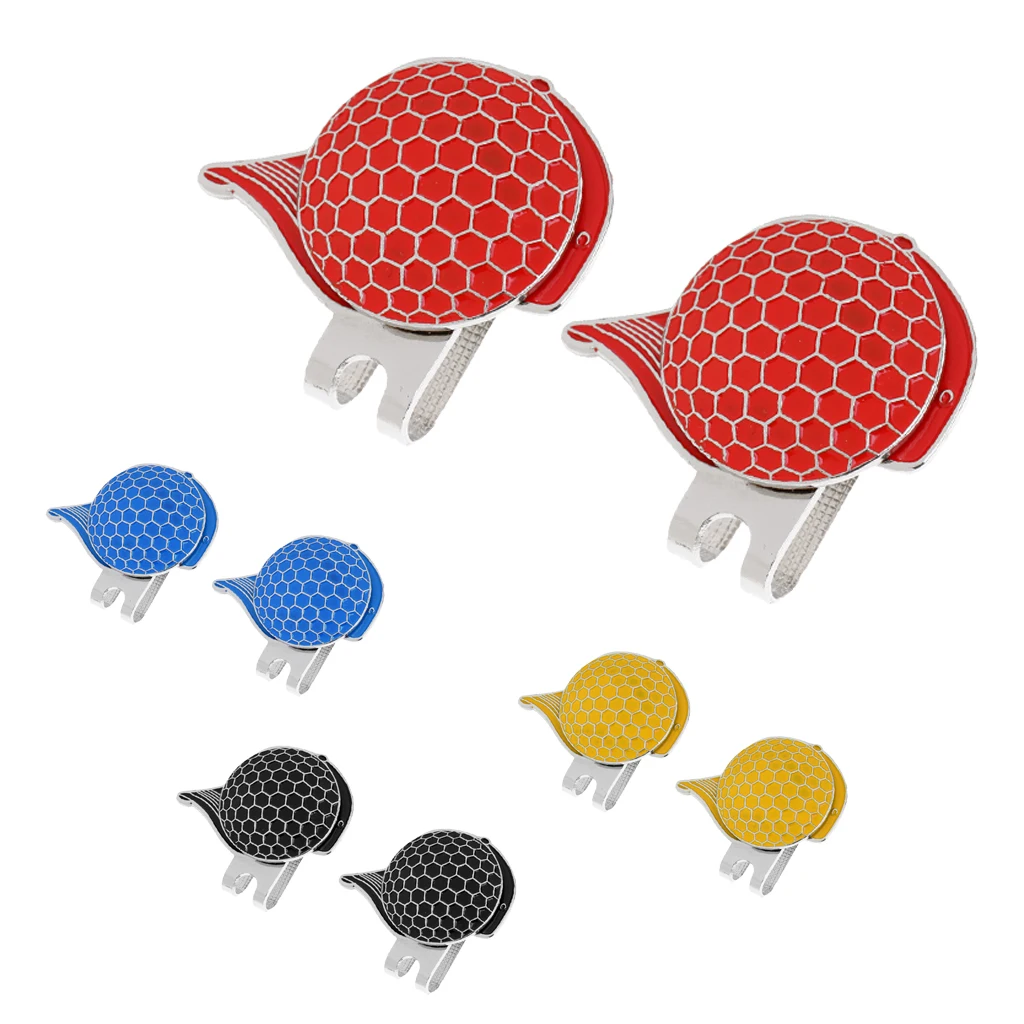 2 x Stainless Steel   Design Golf Hat Clip with Ball Marker Set