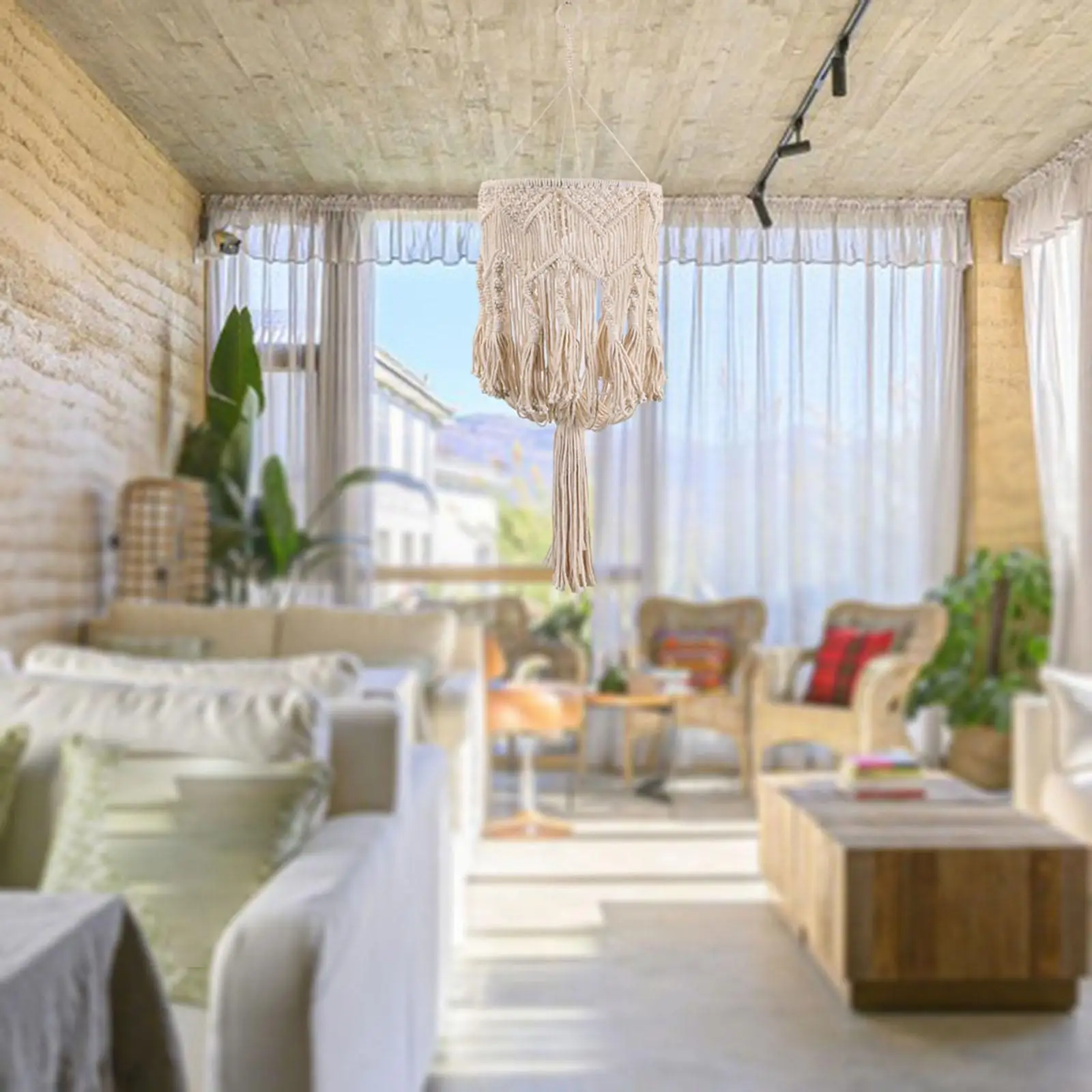 Nordic Macrame Lamp Shade Pendant Light Cover Boho Hand Woven Hanging Lampshade for Living Room Hotel Home Nursery Decor
