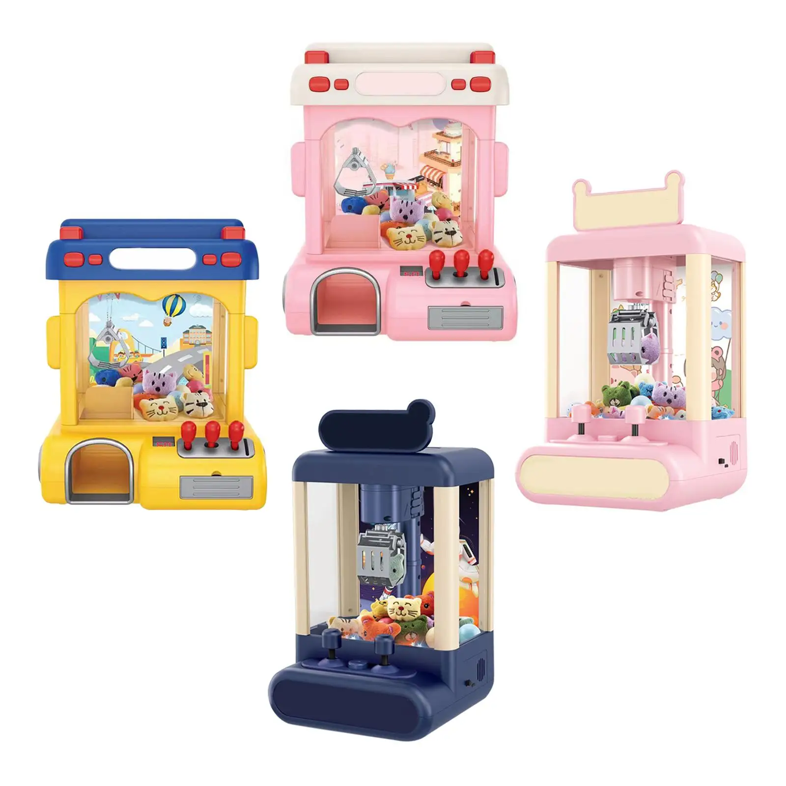 Musical Toy Claw Machine Doll Grabber with Sound Lights with 10 Dolls Electronic Prize Arcade Game DIY Coins Claw Game for Game