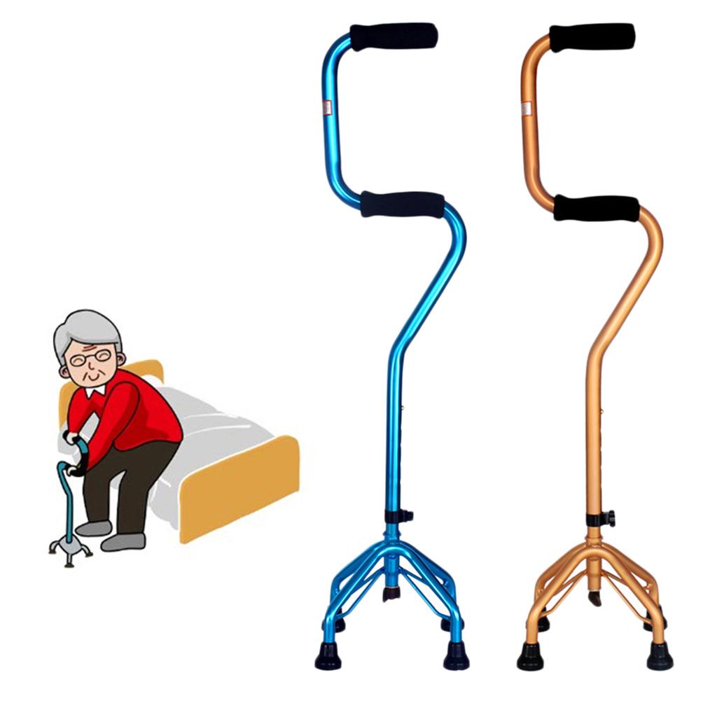 Bathroom Skid Resistance Aluminium Quad Cane Ladder Crutches Trekking Pole